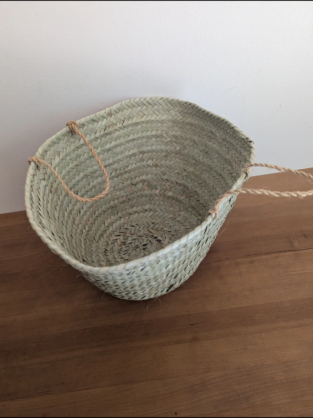 Handmade Woven Wicker Palm Seagrass Storage Basket w/ Handles